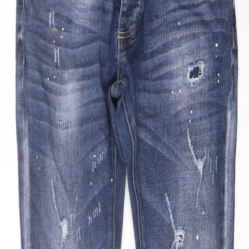 Kings Will Denim Mens Blue Cotton Skinny Jeans Size 28 in L29 in Regular Button