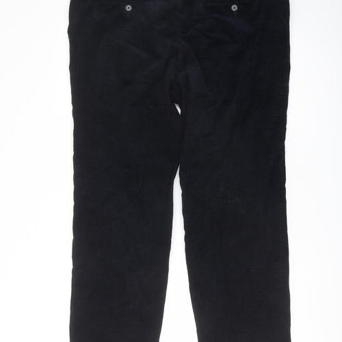 Marks and Spencer Mens Blue Cotton Trousers Size 36 in L31 in Regular Button