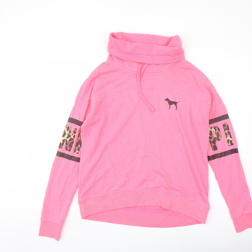 PINK Womens Pink Spotted Polyester Pullover Sweatshirt Size S Pullover