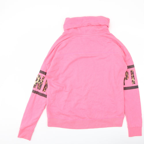 PINK Womens Pink Spotted Polyester Pullover Sweatshirt Size S Pullover