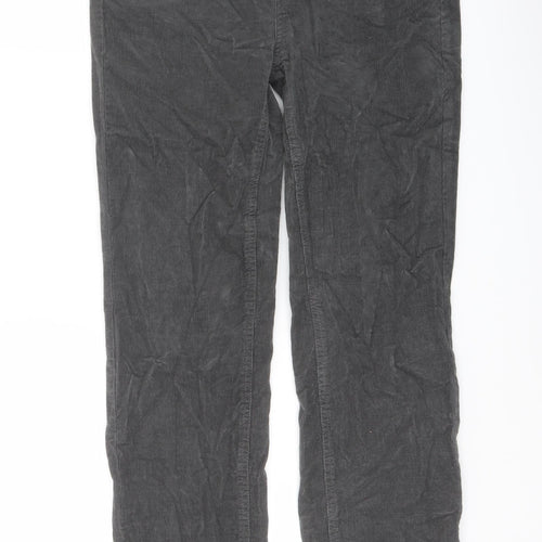 Marks and Spencer Womens Grey Cotton Trousers Size 10 L29 in Regular Button