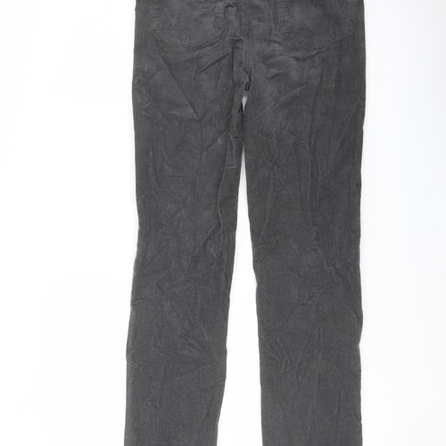 Marks and Spencer Womens Grey Cotton Trousers Size 10 L29 in Regular Button