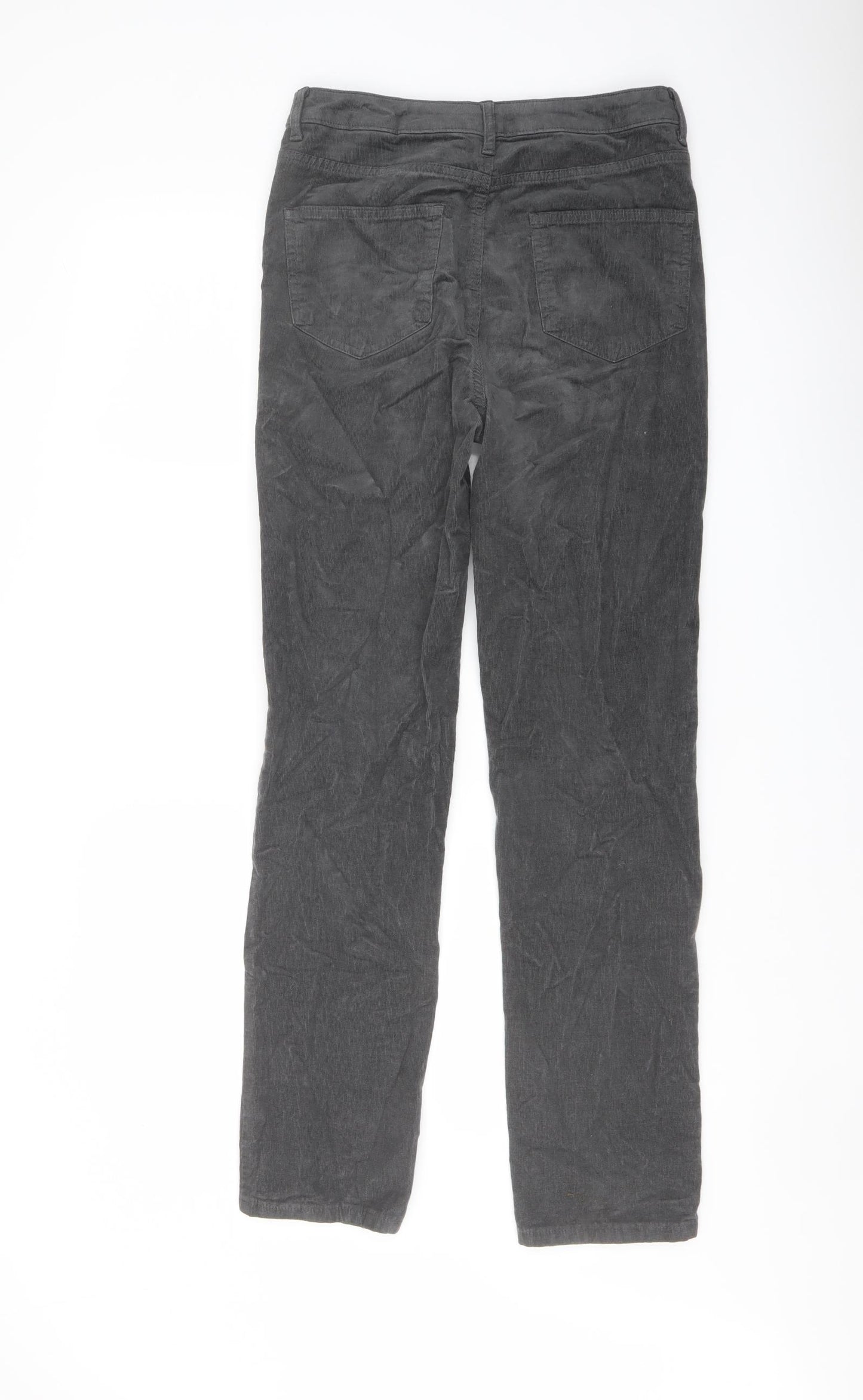Marks and Spencer Womens Grey Cotton Trousers Size 10 L29 in Regular Button