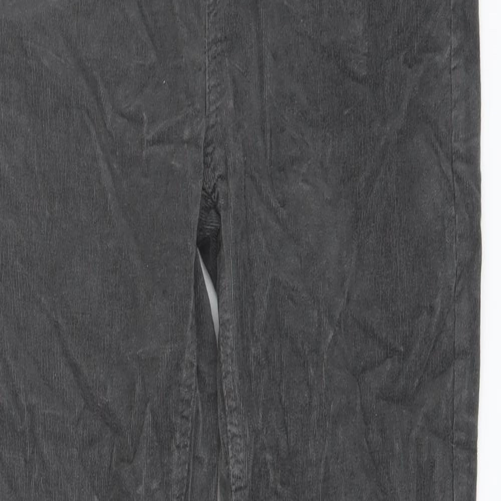 Marks and Spencer Womens Grey Cotton Trousers Size 10 L29 in Regular Button