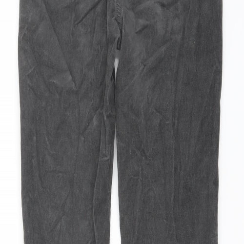 Marks and Spencer Womens Grey Cotton Trousers Size 10 L29 in Regular Button