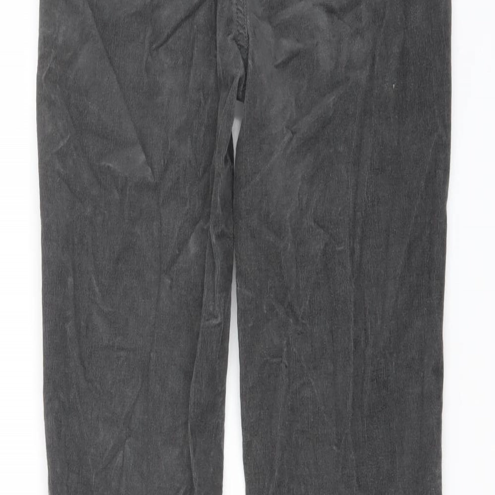 Marks and Spencer Womens Grey Cotton Trousers Size 10 L29 in Regular Button