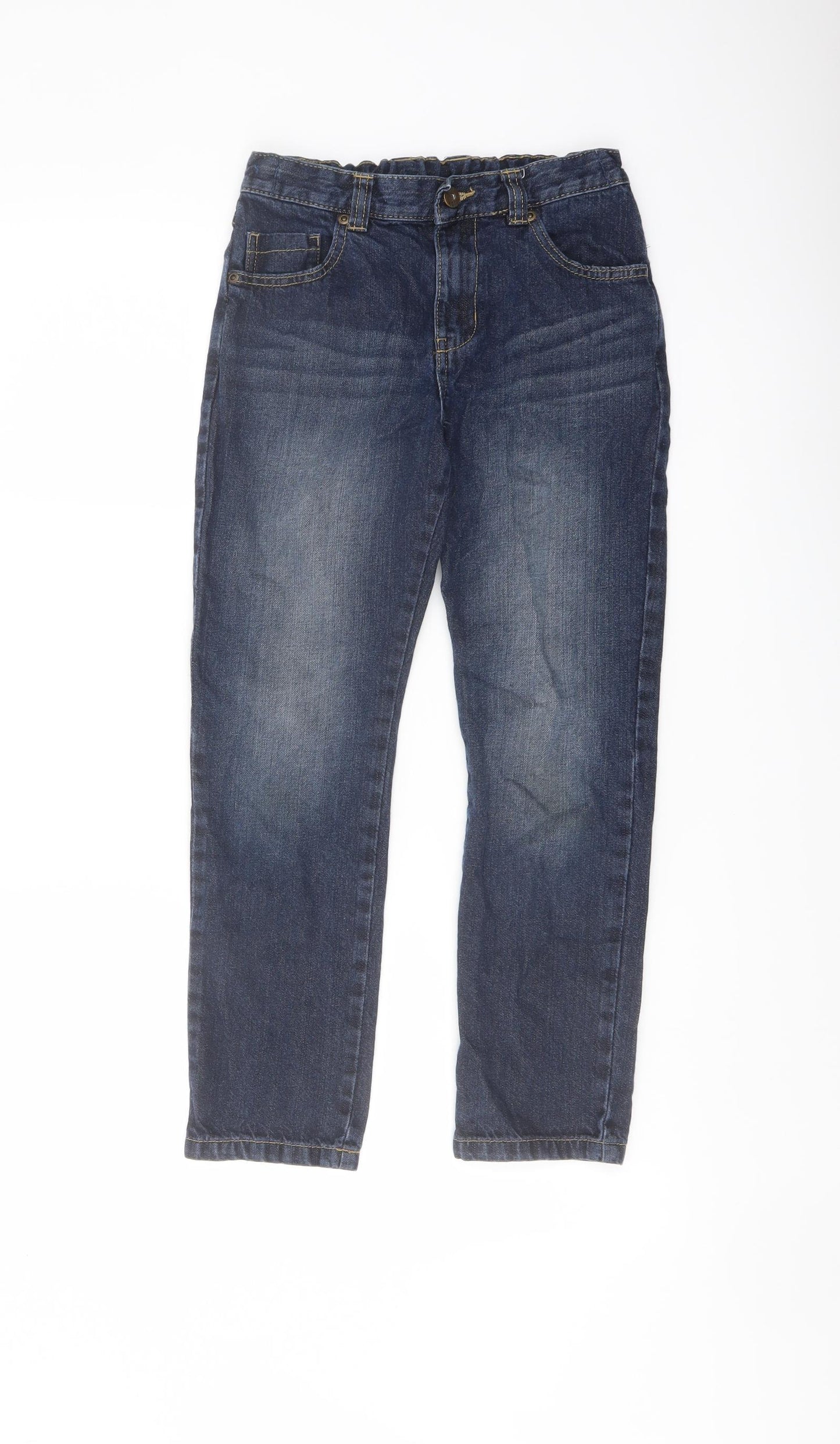 F&F Boys Blue Cotton Straight Jeans Size 9-10 Years Regular Button