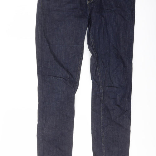Topshop Womens Blue Cotton Straight Jeans Size 30 in L30 in Regular Button