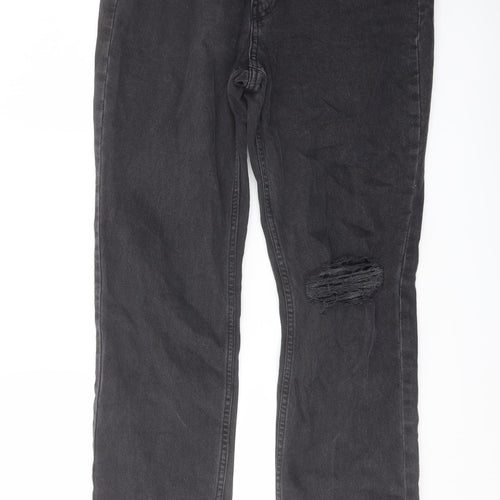 H&M Womens Grey Cotton Straight Jeans Size 12 L30 in Regular Button