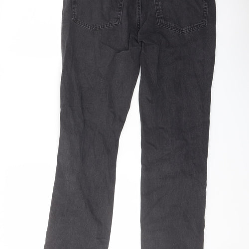 H&M Womens Grey Cotton Straight Jeans Size 12 L30 in Regular Button