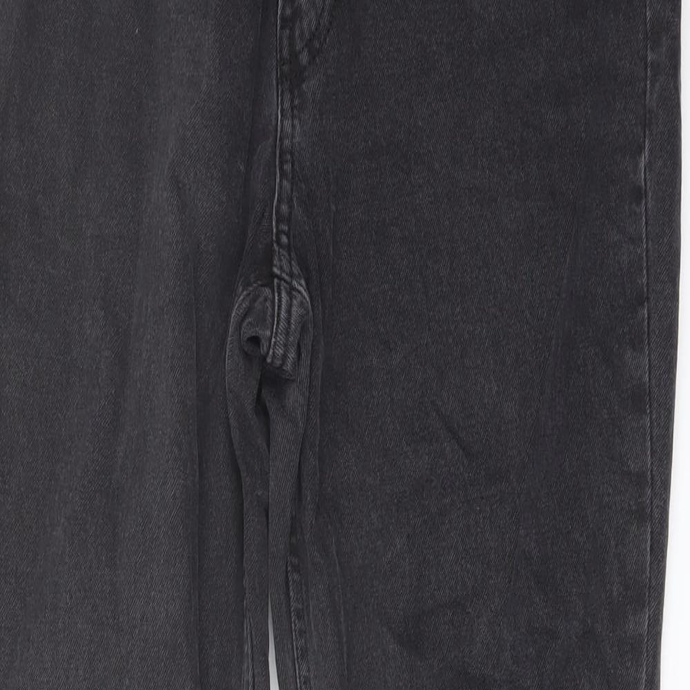 H&M Womens Grey Cotton Straight Jeans Size 12 L30 in Regular Button