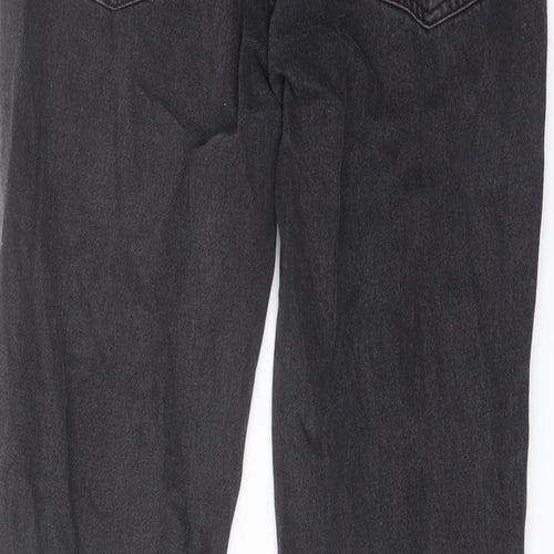 H&M Womens Grey Cotton Straight Jeans Size 12 L30 in Regular Button