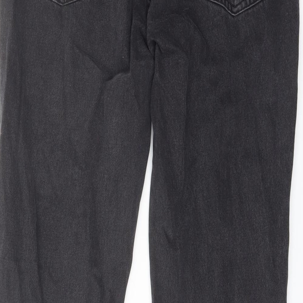 H&M Womens Grey Cotton Straight Jeans Size 12 L30 in Regular Button