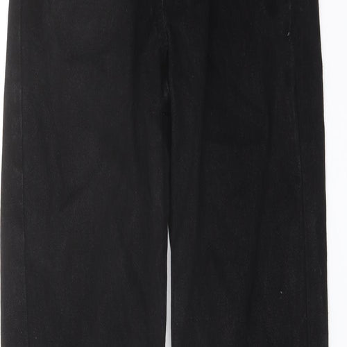 M&Co Girls Black Cotton Straight Jeans Size 11 Years Regular Button