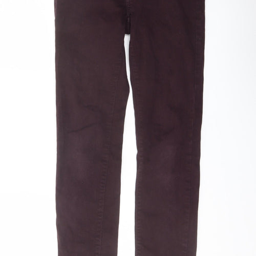 H&M Womens Purple Cotton Straight Jeans Size 8 L29 in Regular Button