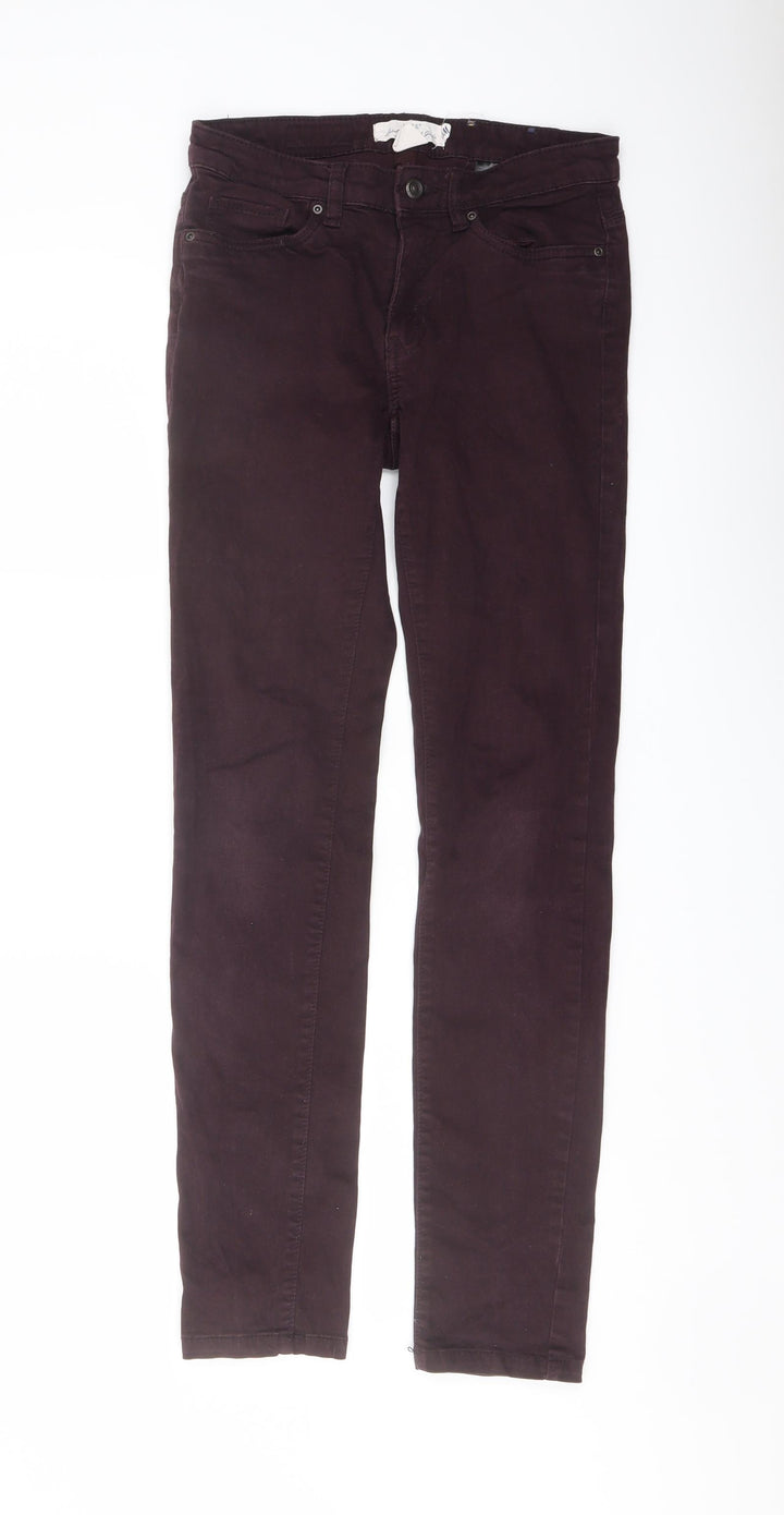 H&M Womens Purple Cotton Straight Jeans Size 8 L29 in Regular Button