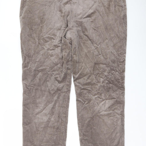 Marks and Spencer Mens Brown Cotton Trousers Size 36 in L29 in Regular Button