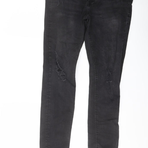RESERVED Mens Black Cotton Straight Jeans Size 30 in L30 in Regular Button