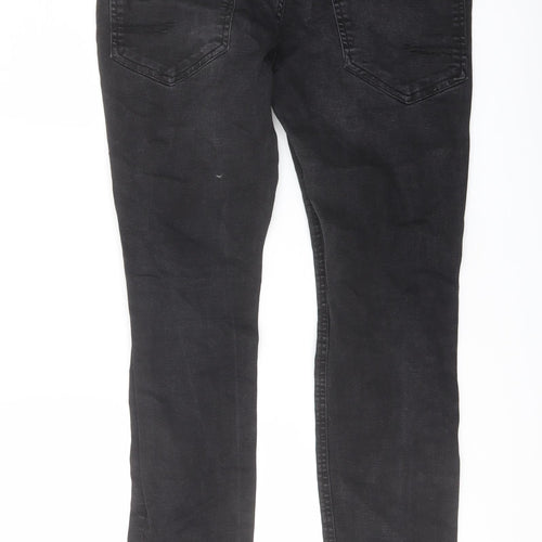 RESERVED Mens Black Cotton Straight Jeans Size 30 in L30 in Regular Button