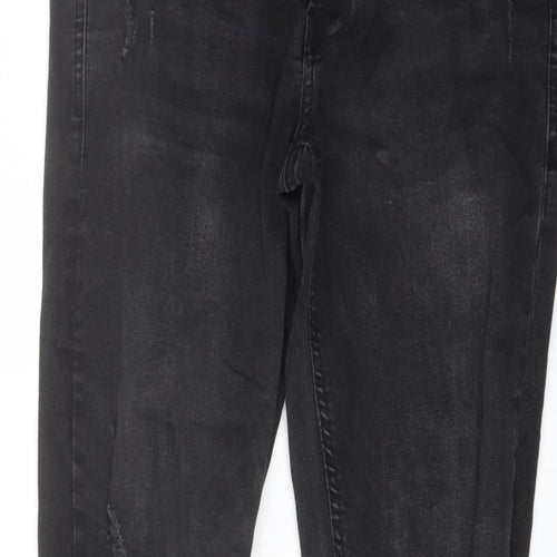 RESERVED Mens Black Cotton Straight Jeans Size 30 in L30 in Regular Button