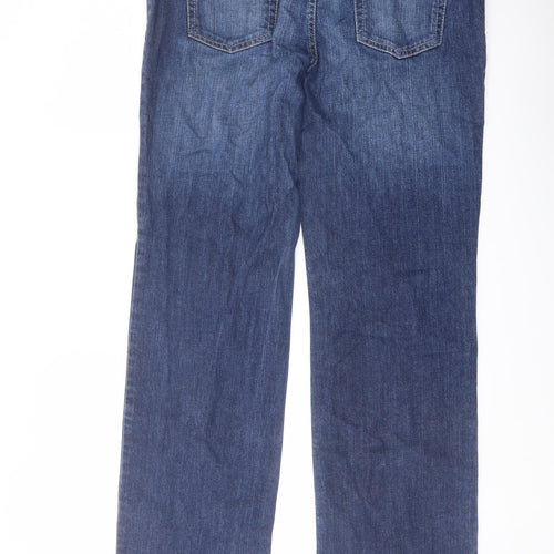 Marks and Spencer Womens Blue Cotton Straight Jeans Size 14 L30 in Regular Button