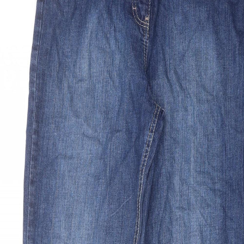 Marks and Spencer Womens Blue Cotton Straight Jeans Size 14 L30 in Regular Button