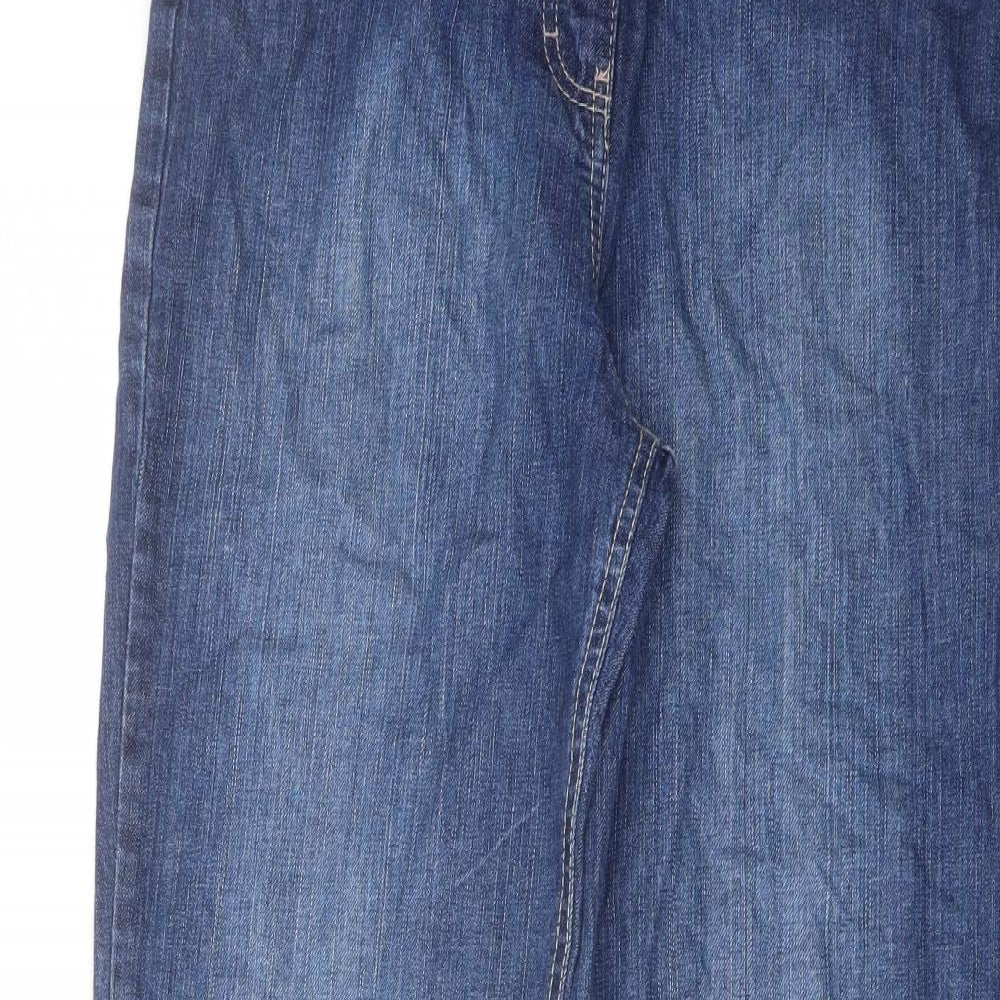 Marks and Spencer Womens Blue Cotton Straight Jeans Size 14 L30 in Regular Button