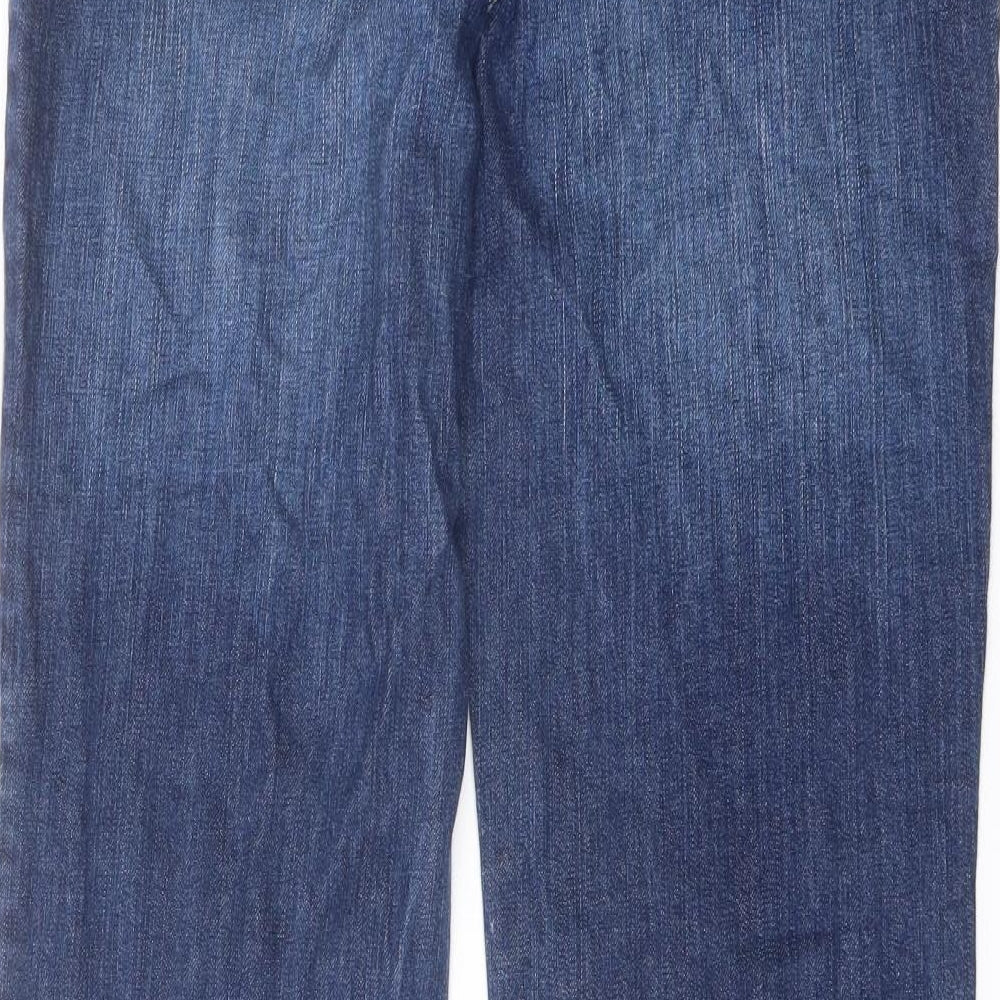 Marks and Spencer Womens Blue Cotton Straight Jeans Size 14 L30 in Regular Button