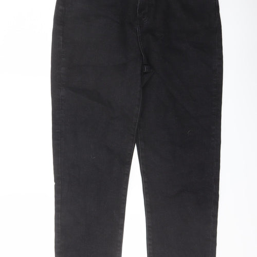 Denim & Co. Womens Black Cotton Mom Jeans Size 12 L27 in Regular Button