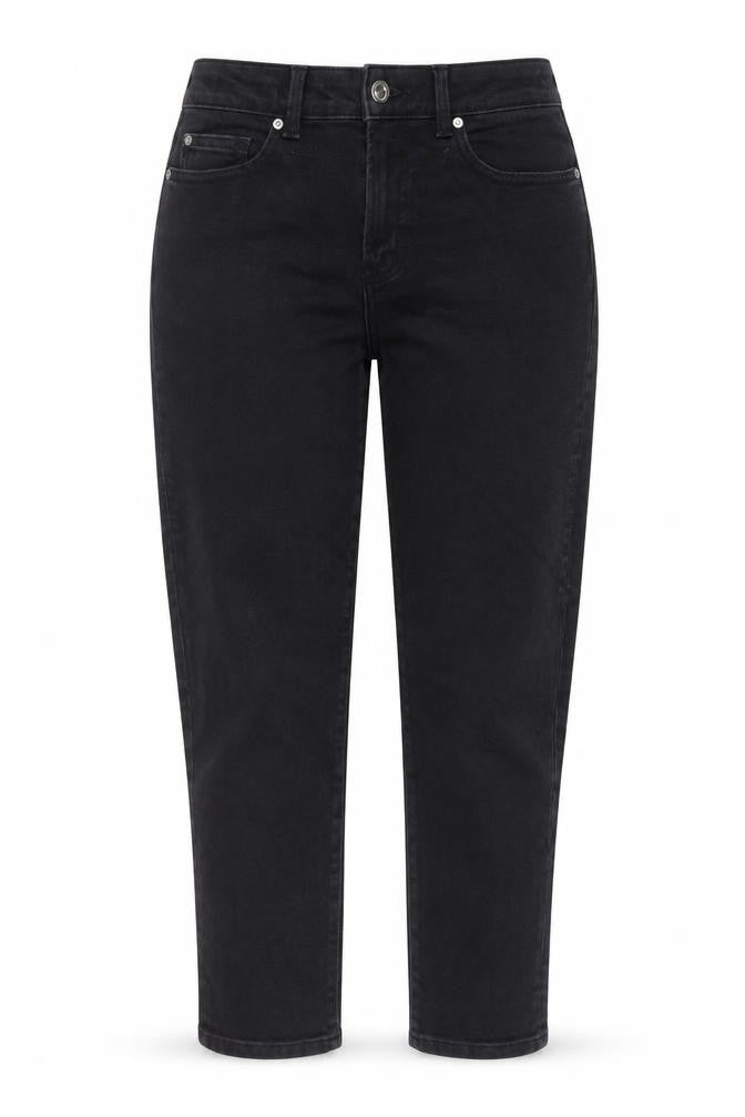 Denim & Co. Womens Black Cotton Mom Jeans Size 12 L27 in Regular Button