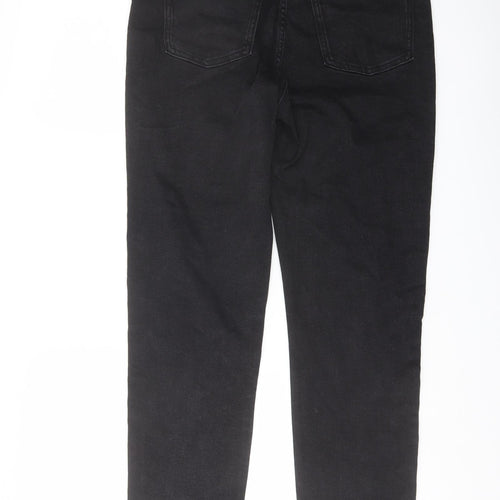 Denim & Co. Womens Black Cotton Mom Jeans Size 12 L27 in Regular Button