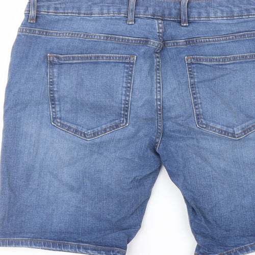 River Island Mens Blue Cotton Bermuda Shorts Size 34 in L9 in Regular Button
