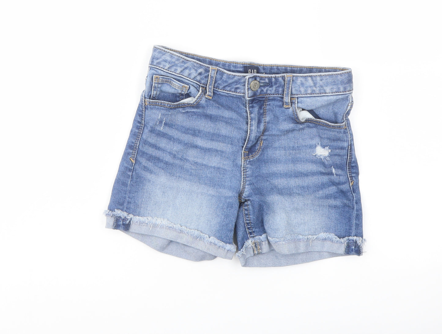 Gap Girls Blue Cotton Hot Pants Shorts Size 12 Years Regular Zip