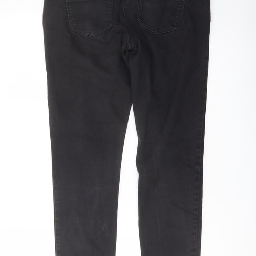 NEXT Womens Black Cotton Skinny Jeans Size 14 L28 in Regular Button