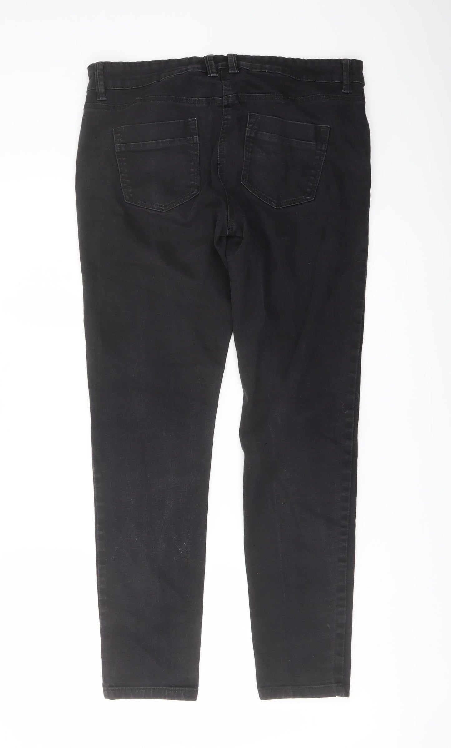 NEXT Womens Black Cotton Skinny Jeans Size 14 L28 in Regular Button