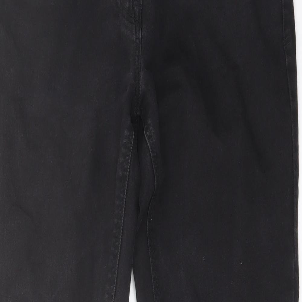 NEXT Womens Black Cotton Skinny Jeans Size 14 L28 in Regular Button