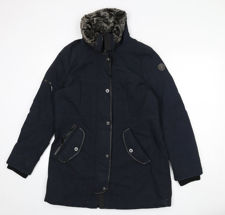 Gil Bret Womens Blue Rain Coat Coat Size 12 Zip