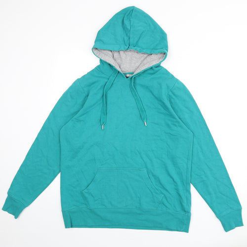 Marks and Spencer Womens Green Cotton Pullover Hoodie Size 16 Pullover