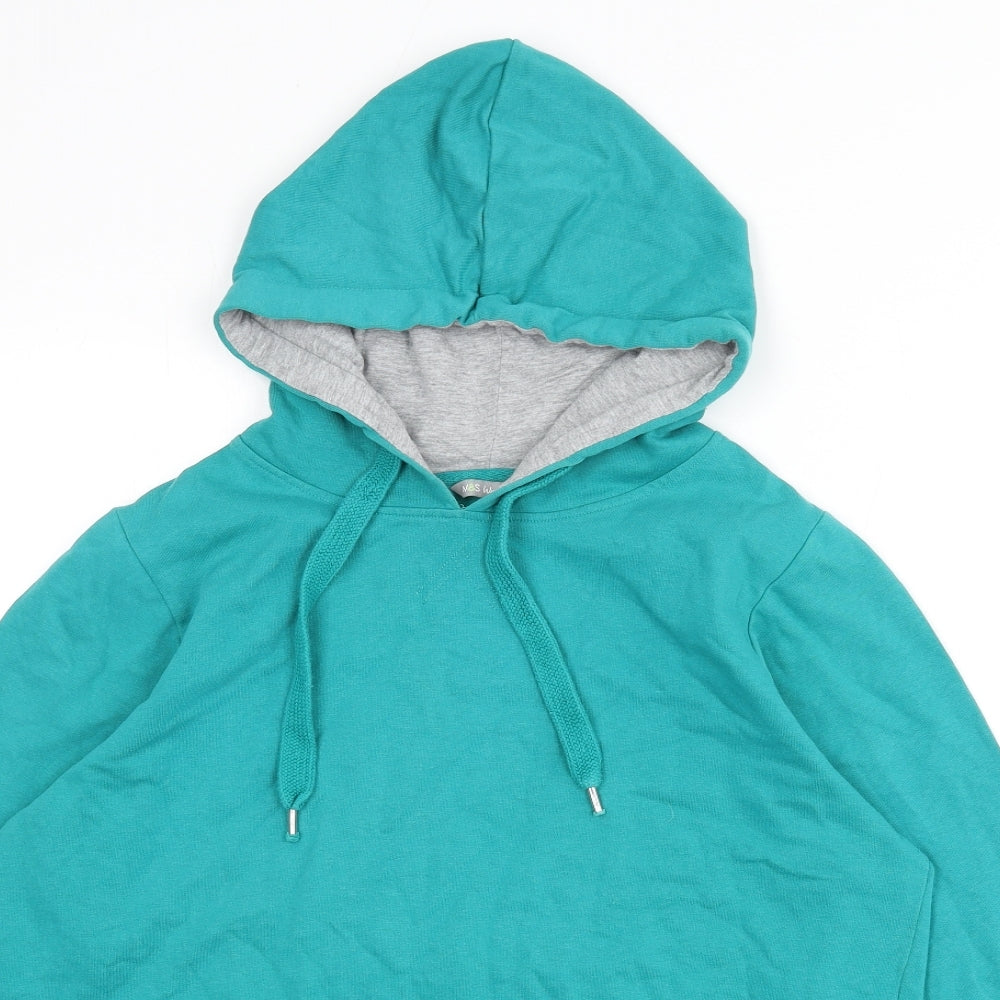 Marks and Spencer Womens Green Cotton Pullover Hoodie Size 16 Pullover