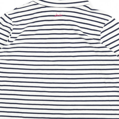Joules Womens White Striped Cotton Pullover Sweatshirt Size 14 Zip
