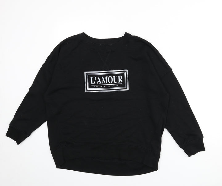 New Look Womens Black Polyester Pullover Sweatshirt Size 10 Pullover - L'Amour Paris