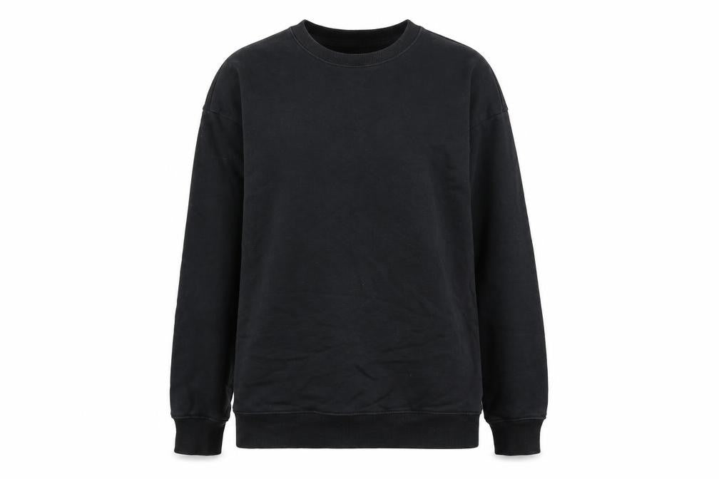 Front view of ASOS women’s black 100% cotton pullover sweatshirt, size UK 6, pullover
