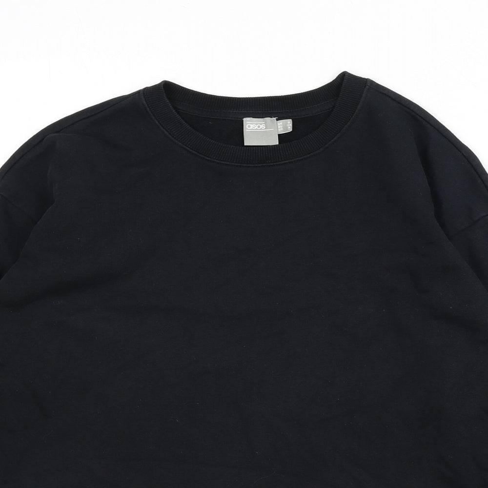 ASOS Womens Black 100% Cotton Pullover Sweatshirt Size 6 Pullover
