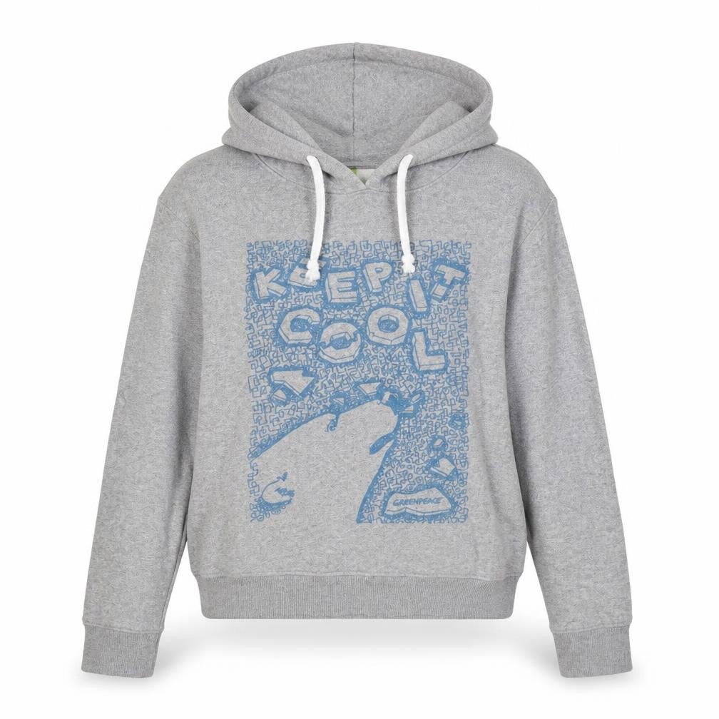 Front view of Teemill women’s grey cotton pullover hoodie, size S, pullover - keep it cool