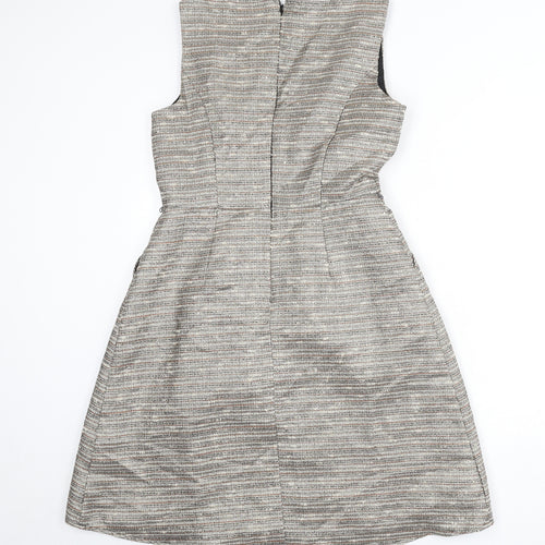 Monsoon Womens Multicoloured Striped Acrylic A-Line Size 12 Boat Neck Zip