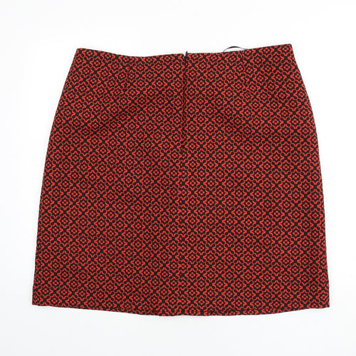 Phase Eight Womens Orange Geometric Polyester A-Line Skirt Size 18 Zip