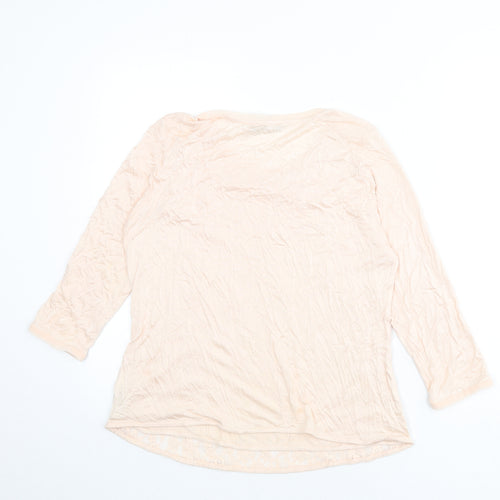Autograph Womens Pink Floral Viscose Basic T-Shirt Size 14 Round Neck - Lace Overlay