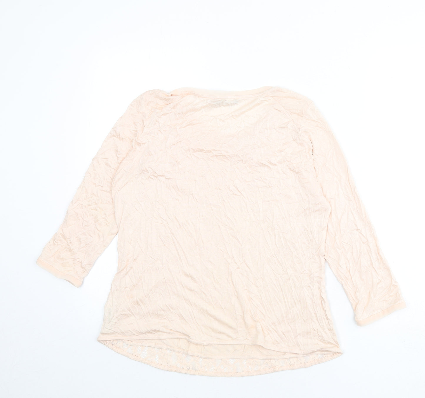 Autograph Womens Pink Floral Viscose Basic T-Shirt Size 14 Round Neck - Lace Overlay