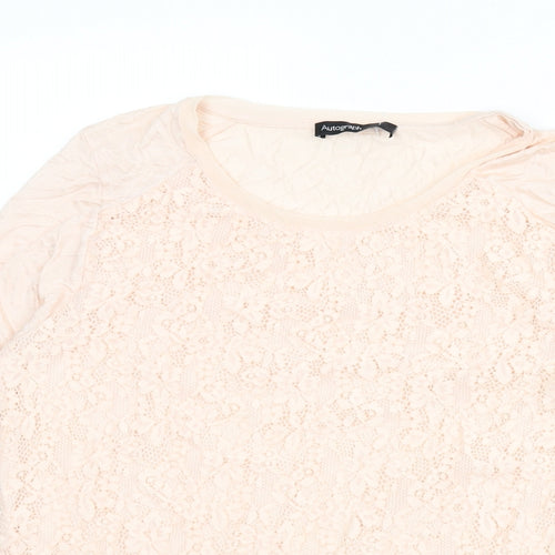 Autograph Womens Pink Floral Viscose Basic T-Shirt Size 14 Round Neck - Lace Overlay