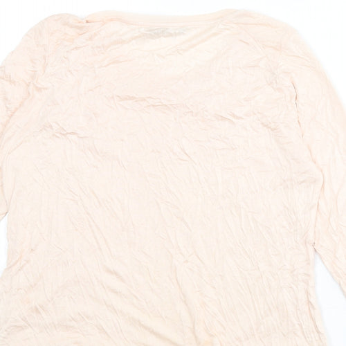 Autograph Womens Pink Floral Viscose Basic T-Shirt Size 14 Round Neck - Lace Overlay